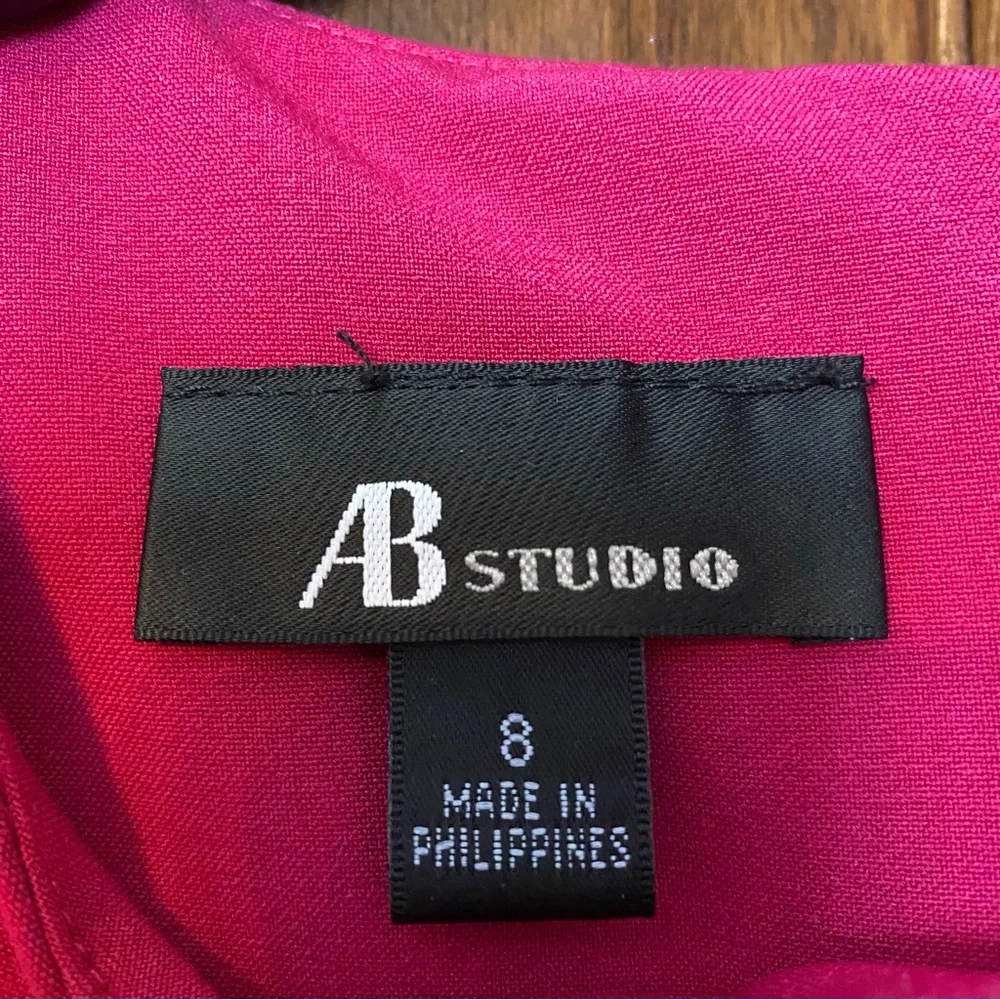 AB Studio Fuchsia Pink Fit and Flare Sleeveless Dress - Picture 5 of 9